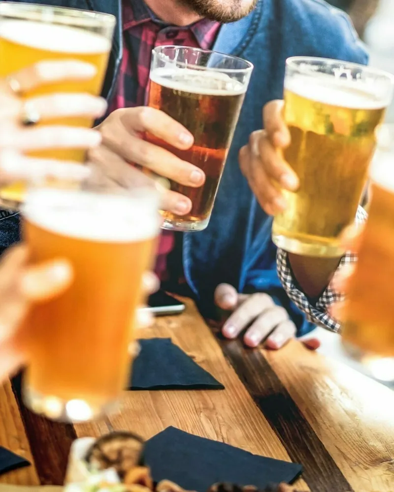 People drinking in a bar